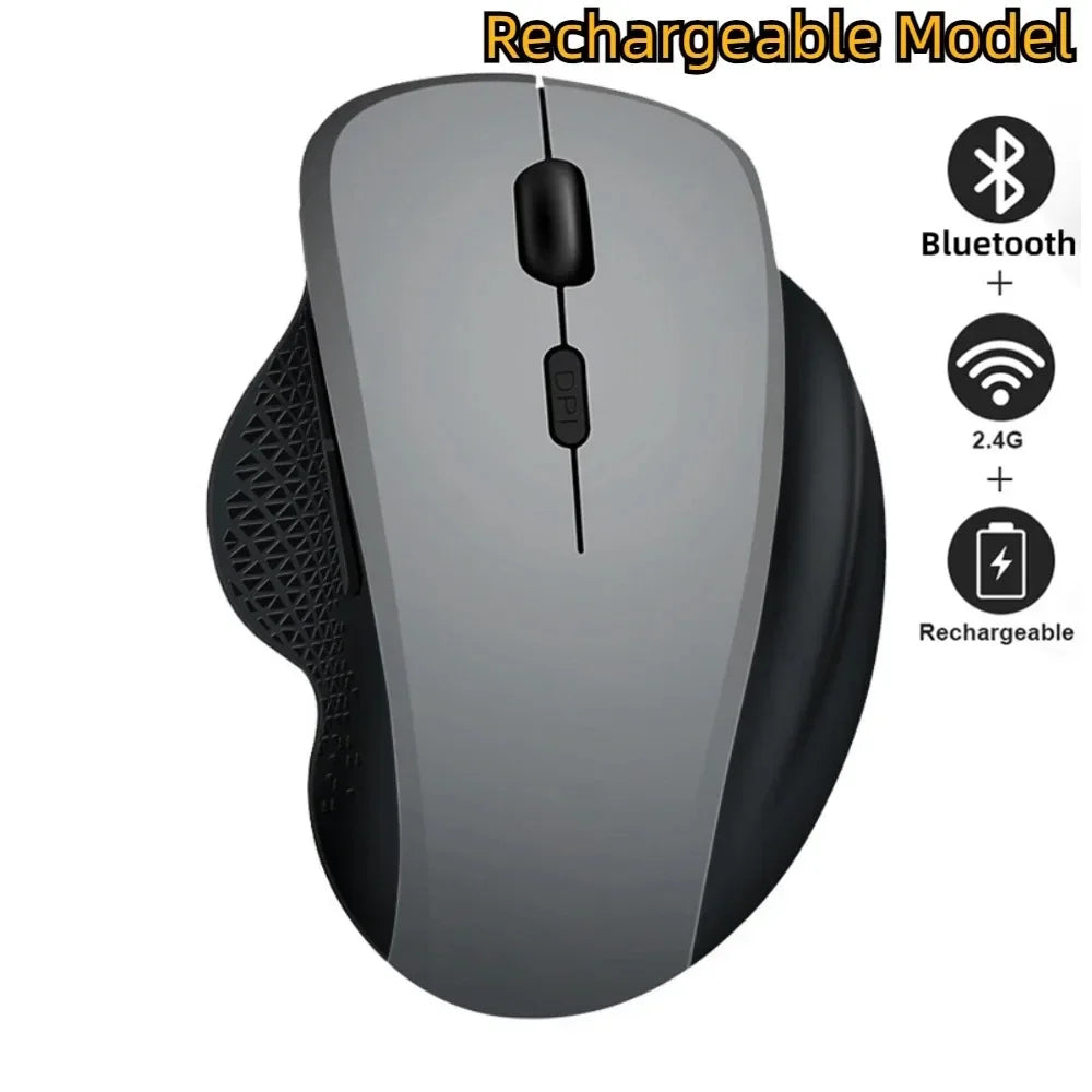 2.4G Wireless Mouse Dual-Mode Bluetooth 5.2 Mouse 6 Button Rechargeable Gaming Mouse Ergonomic 1600DPI Mice For PC Laptop
