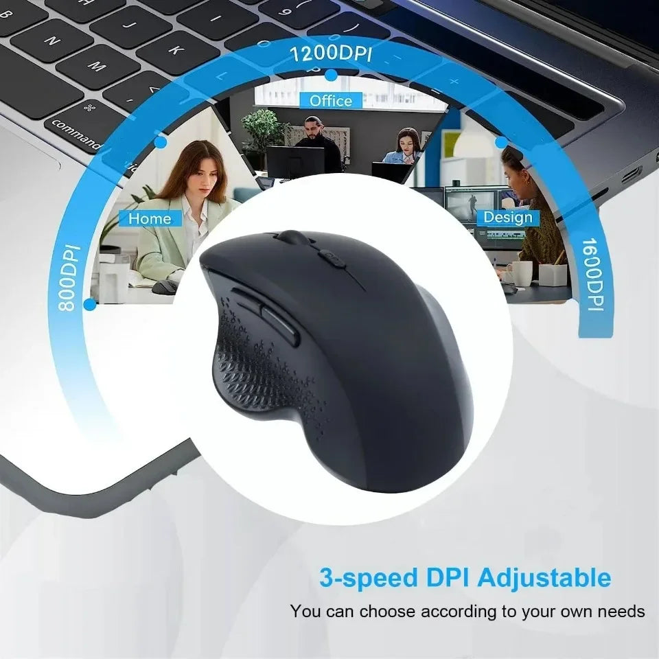 2.4G Wireless Mouse Dual-Mode Bluetooth 5.2 Mouse 6 Button Rechargeable Gaming Mouse Ergonomic 1600DPI Mice For PC Laptop