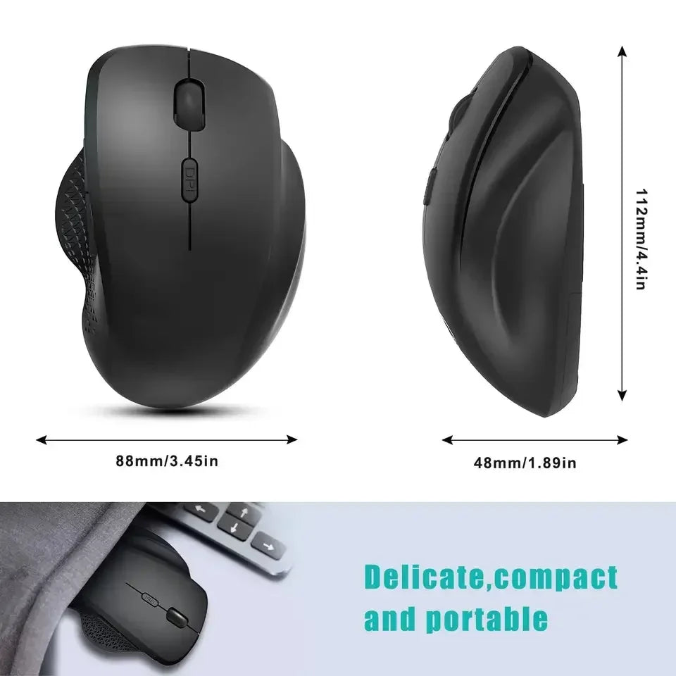2.4G Wireless Mouse Dual-Mode Bluetooth 5.2 Mouse 6 Button Rechargeable Gaming Mouse Ergonomic 1600DPI Mice For PC Laptop