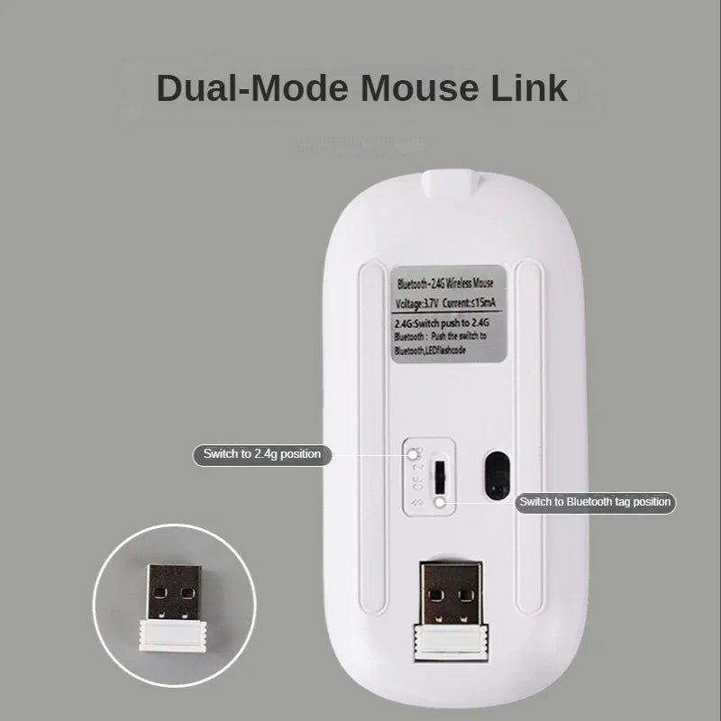Wireless Mouse Bluetooth 2.4G 10m Link Silent Ergonomic Rechargeable Mice LED Optical Backlit USB Computer Mouse for PC Laptop