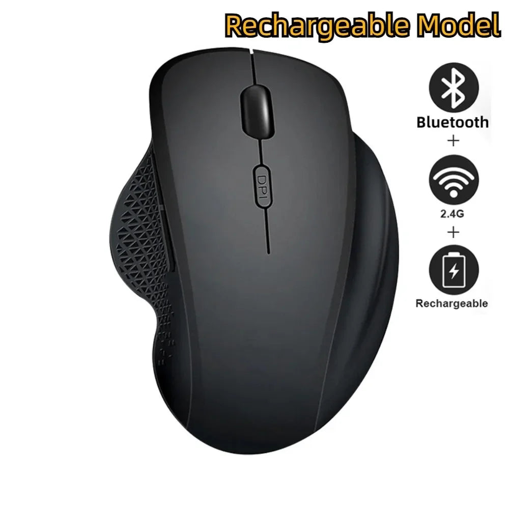 2.4G Wireless Mouse Dual-Mode Bluetooth 5.2 Mouse 6 Button Rechargeable Gaming Mouse Ergonomic 1600DPI Mice For PC Laptop